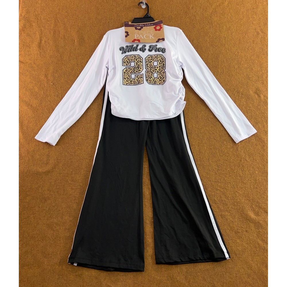 Violet & Ruby Girls 12/14 White Black Wild & Free 28 Graphic Flare Pant Set New